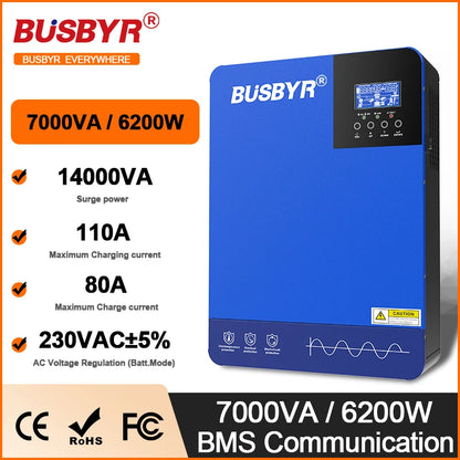 4.2KW 6.2KW Hybrid Solar Inverters 24V 48V 230V Pure Sine Wave Off Grid MPPT 100A/120A Solar Charge Controller For Solar Panels