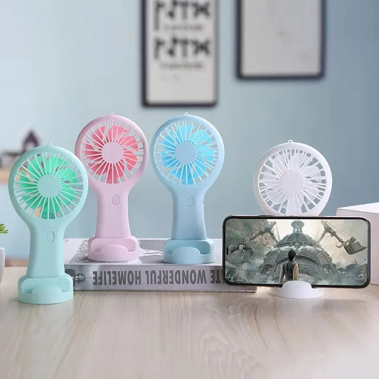 5pcs Portable Rechargeable Electric USB Charger Battery Handheld Mini Fan 3 Speed Lightweight with Data Cable Air Cooling Fans