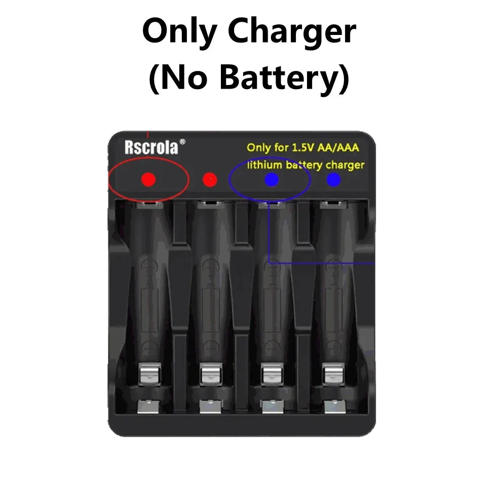 Rechargeable Lithium Battery AA 12800mWh Long-Lasting AA Rechargeable Batteries with Charger for Remote Controller Toys Doorbell