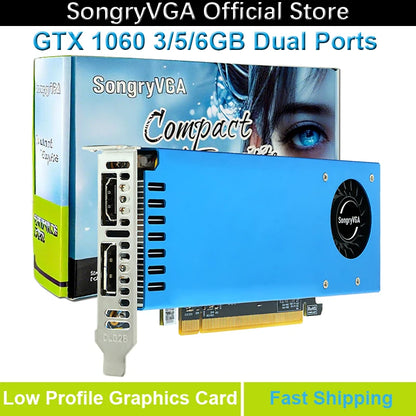 SongryVGA GTX 1060 3/5/6GB Low Profile Graphics Card,GDDR5 PCIe 3.0 x16 192-Bit HDMI DP Outputs Compatible SFF/Thin ITX/HTPC PC