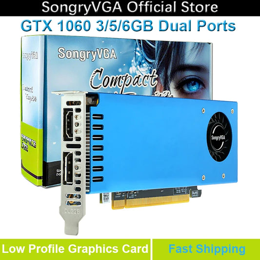 SongryVGA GTX 1060 3/5/6GB Low Profile Graphics Card,GDDR5 PCIe 3.0 x16 192-Bit HDMI DP Outputs Compatible SFF/Thin ITX/HTPC PC
