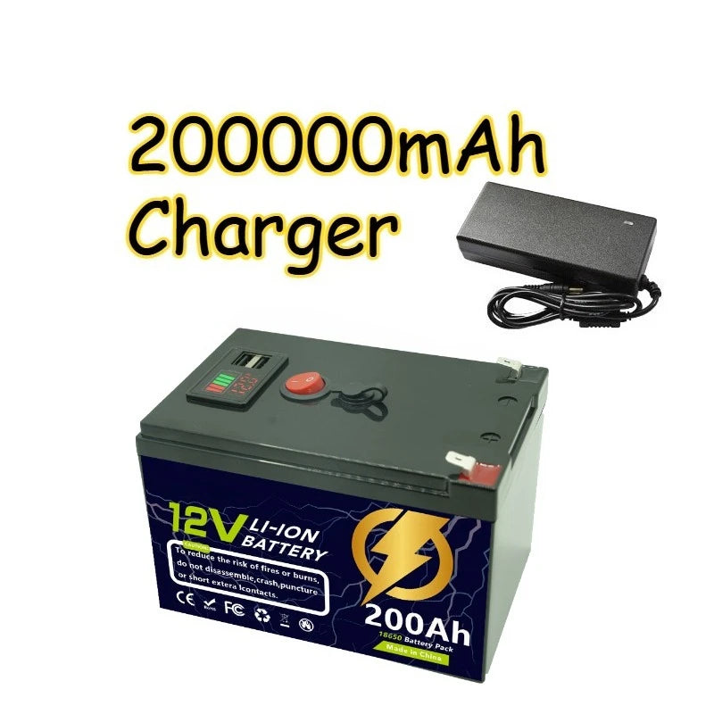 12.6V 160Ah 180Ah 200Ah Large Capacity Lithium Battery for Solar Panel Fishfinder Drive Wheel Lighting Rechargeable Batteries