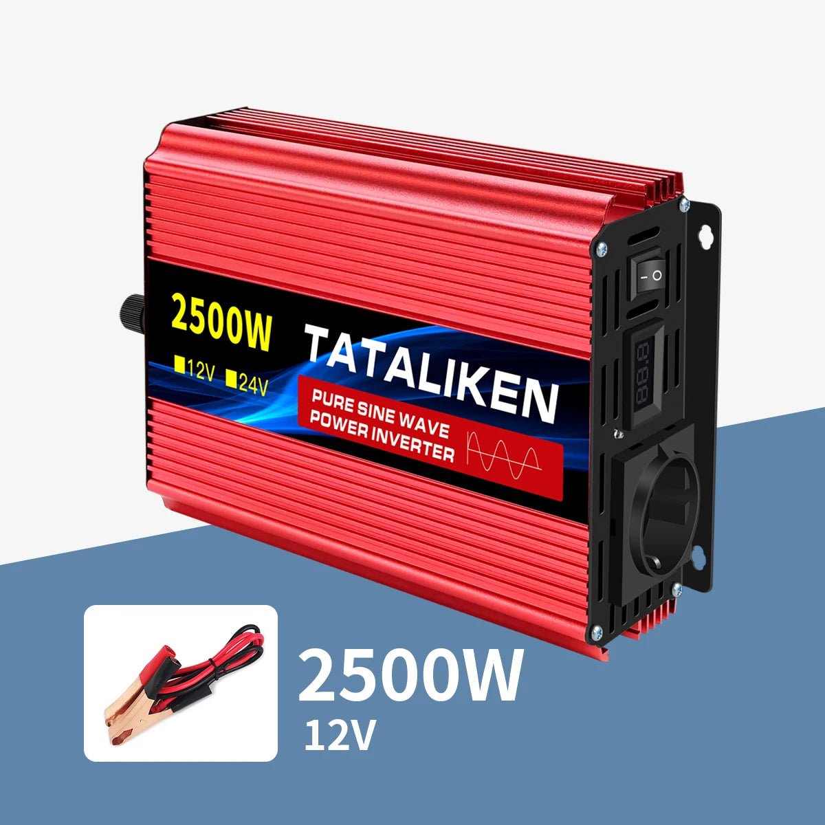 Inverter Pure Sine Wave  2500W/3500W/4500W/5000WDC 12V/24V to AC 220V 230V Voltage Transfer Converter Charging Adapter EU Socket