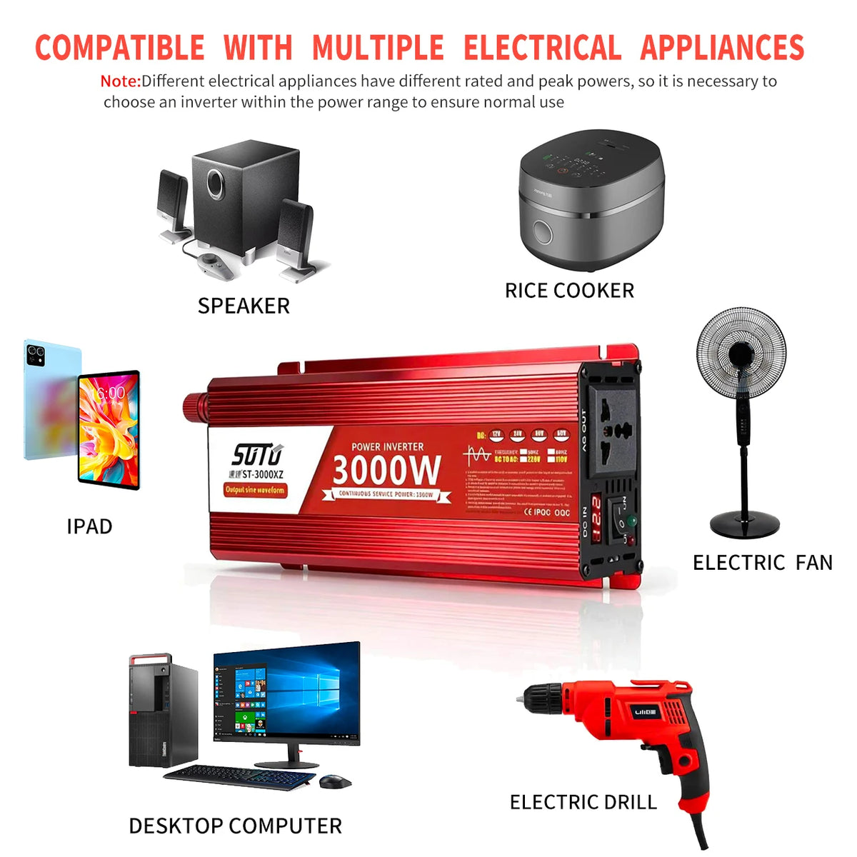 Inverter 12v 220v Pure Sine Wave  3000W DC 12v 24V To AC 220V 110V Portable Power Supply Converter Car Solar Inverter Universal