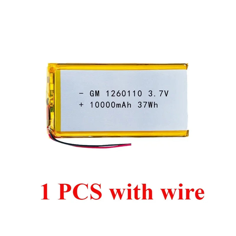 1260110 Battery 10000mAh 3.7V High Power Polymer Lithium for Power Bank GPS High Capacity 100% Real Capacity Lithium Batteries