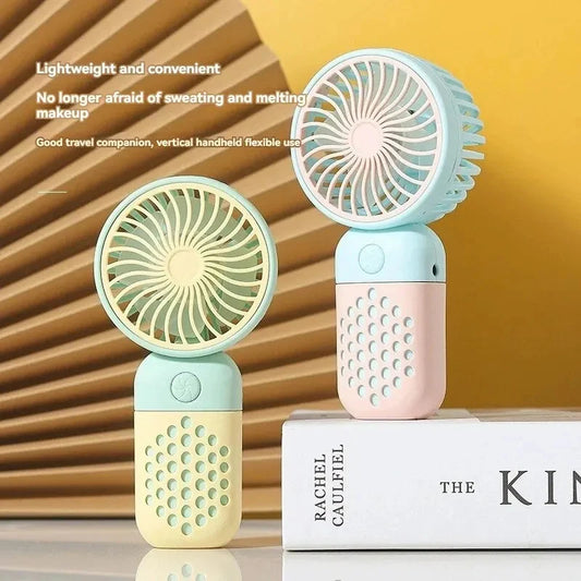 New Handheld Charging Fan Cartoon Cute Small Student Charging Small Fan Portable Mini USB Fan Mini Pocket