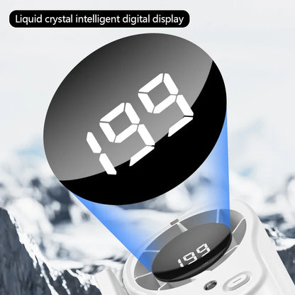 Car Air Conditioning Fan Clip Portable USB Rechargeable Cooling Fan with LED Display 360 Rotation Large Battery