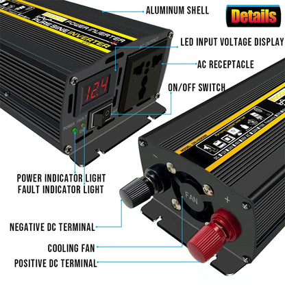 8000/10000W LCD Display Solar Power Inverter 12V 24V 48V to 110V/220V Pure Sine Wave Voltage Transformer Car Charge Converter