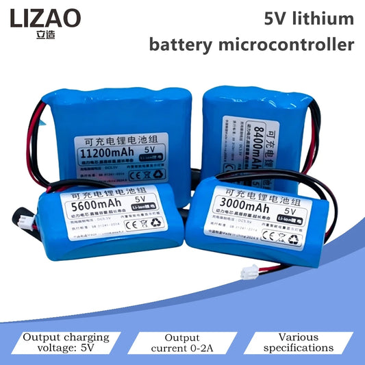 5V Rechargeable Lithium Battery Pack, 3000-11200mAh with 0-2A Output for Microcontroller & IoT Projects