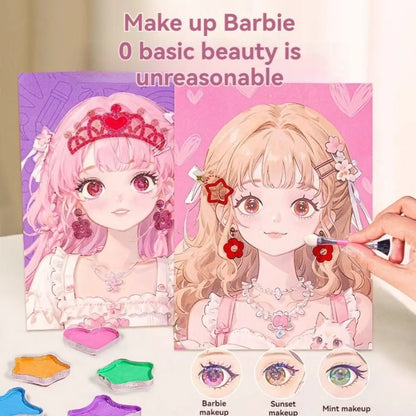 New 3 in 1 DIY Princess Makeup Set Diamond Sticker Princess Dress Up Book Gifts Paper Art Craft Kits Children