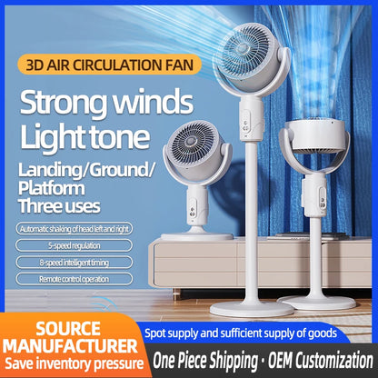 Air Circulation Fan Rechargeable Oscillating Fan Five Gear Adjustment Stand Fan Adjustable Height Household Air Circulation Fan
