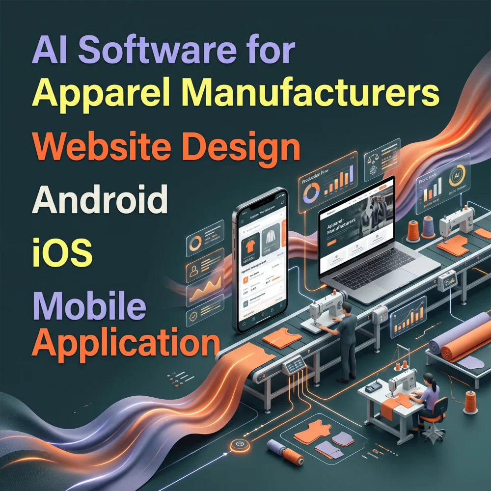 AI Software for Apparel Manufacturers WordPress Shopify Plugin Website Design Android iOS Mobile Application AI ERP CRM Software