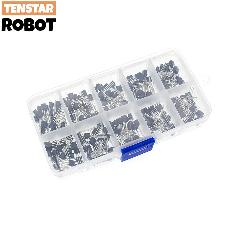 TO-92 BC337 BC327 2N2222 2N2907 2N3904 2N3906 S8050 S8550 A1015 C1815 Transistor Assortment Kit 10value 200PCS,Transistors Box