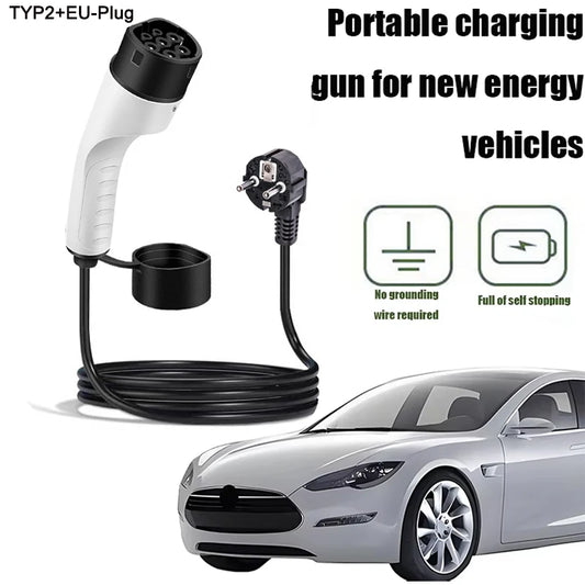 3.5KW 16A EV Portable Charger 3M 5M Cable Typ2 EU Plug Wallbox Adapter For Electric Vehicle