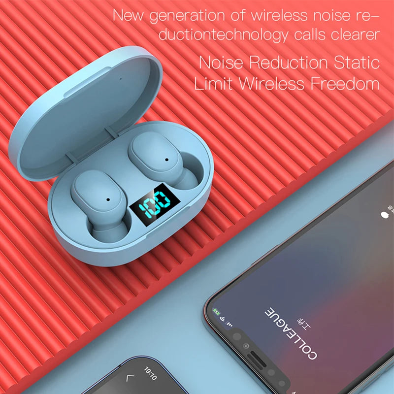 Air E6S TWS Bluetooth Earphones 5.2 Wireless Headphones with Mic Charging Box Handsfree Earbuds for Noise Reduction Headset