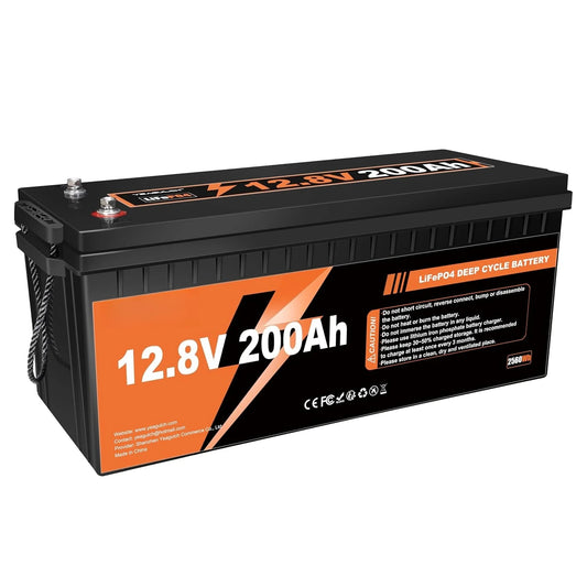 12V 200Ah LiFePO4 Lithium Battery Built-in 200A BMS 15000+ Deep Cycle | 2560Wh Low Temp Protection Rechargeable, Customized