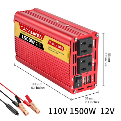 Inverters 12V,  24V 60HZ 600W 1500W 2000W 2500W, portable vehicle-mounted household frequency converter, universal socket