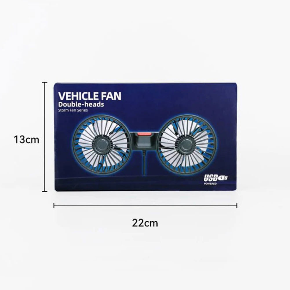 12V/24V Car Powerful Fan USB Charging Auto Headrest Ventilation Fan 360 Degree Rotation Electric Car Cooling Fan for Vehicle SUV