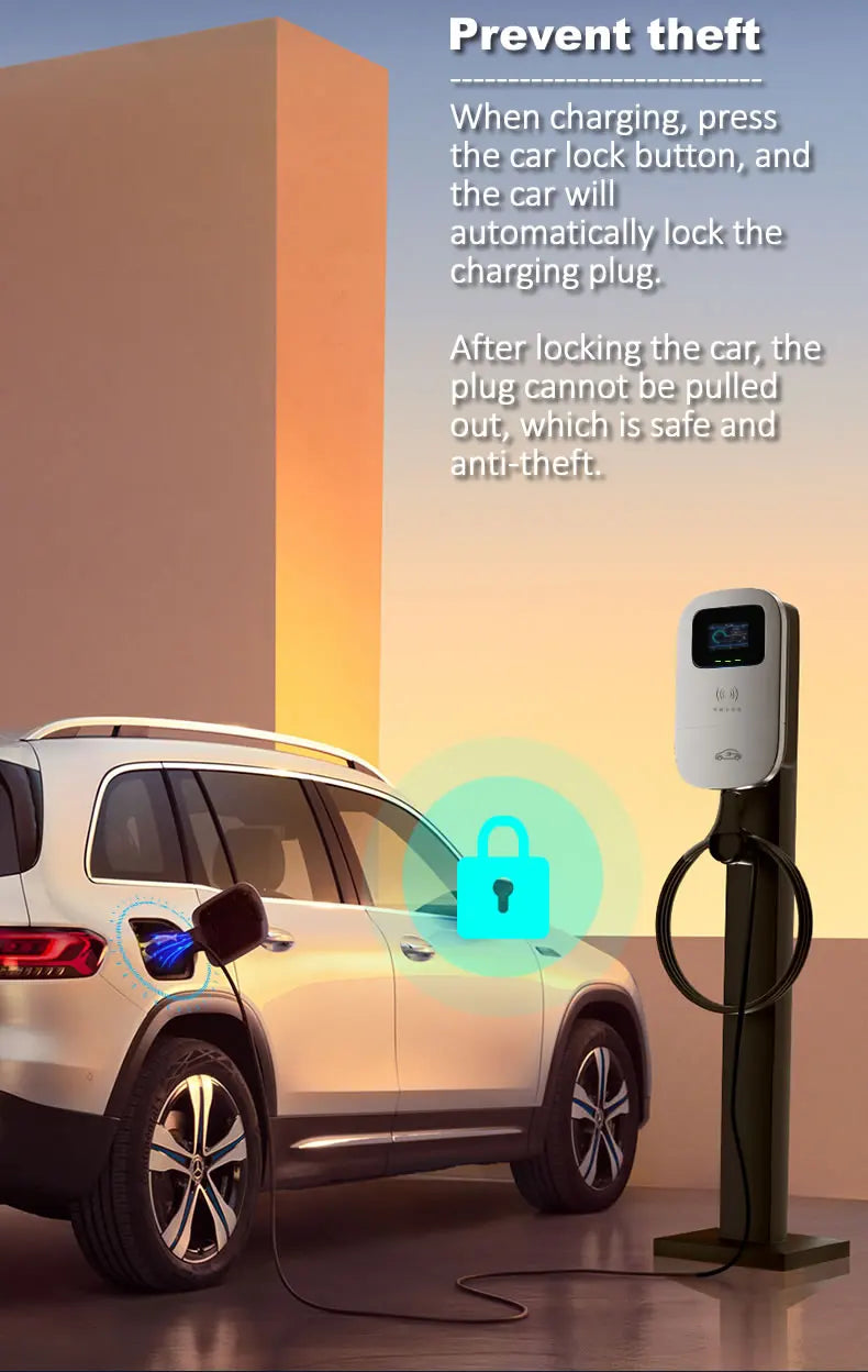 JIGU 11KW Electric Vehicle Charger GBT Car Charging Station Wallbox 380V EV Charger 16A GB/T Charging Cable 10 meters