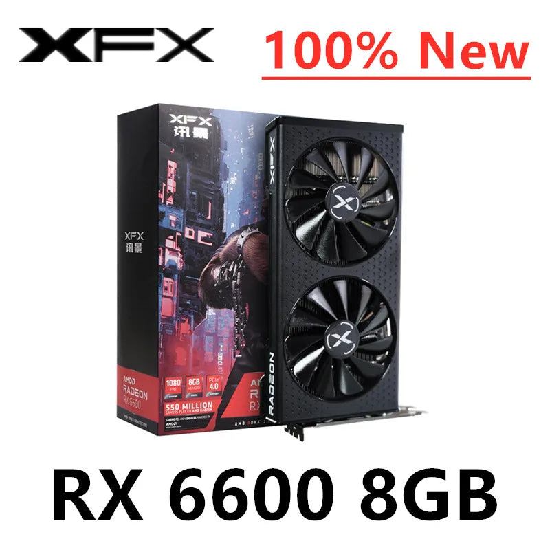 New XFX RX 6600 XT 6600XT 8GB 6500 XT Graphics Card GPU Radeon RX6600 RX6600XT GDDR6 Video Cards Desktop PC AMD PC Computer Game