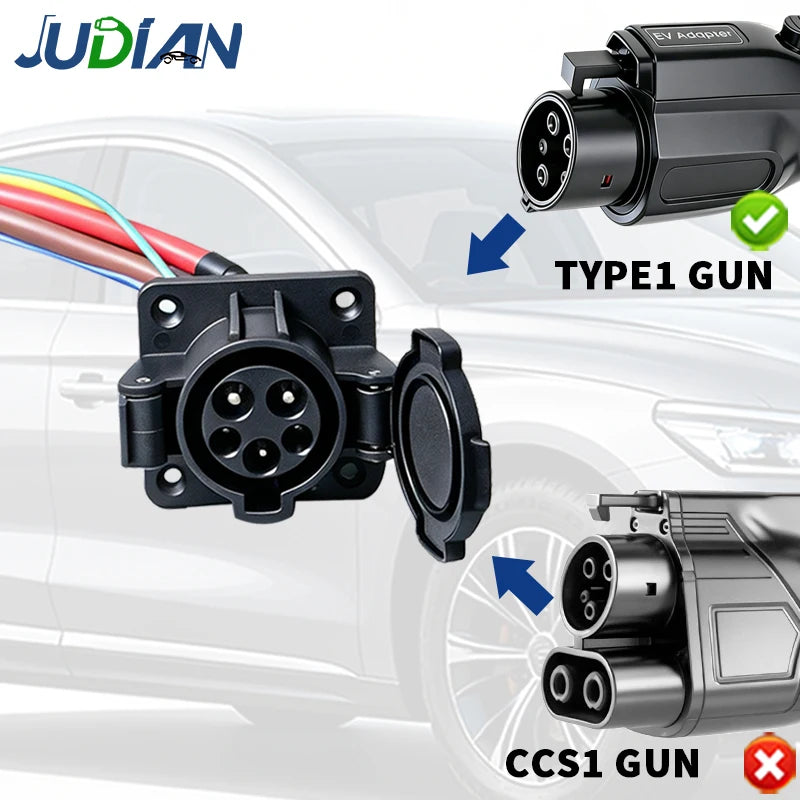 EV Electric Vehicle Car Portable EV Charger stock 50A J1772 AC inlet socket connector with 1m UL TUV cable single phase Level 2