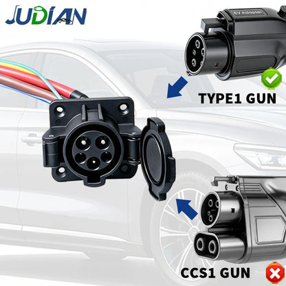 EV Electric Vehicle Car Portable EV Charger stock 50A J1772 AC inlet socket connector with 1m UL TUV cable single phase Level 2
