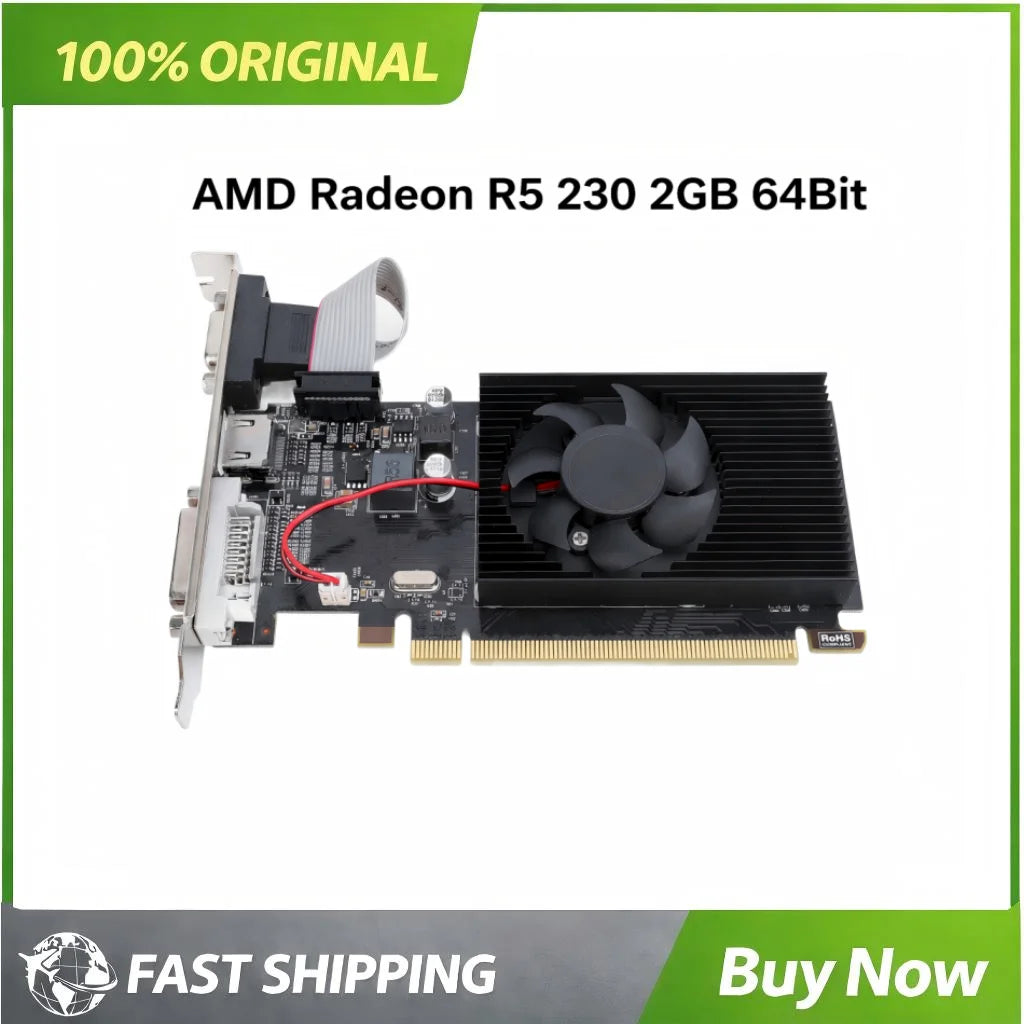 AMD Radeon R5 230 2GB Gaming Graphics Card 64Bit GDDR3 625MHz PCIE X16 PC Graphics Card Desktop PC Office Home Computer Parts