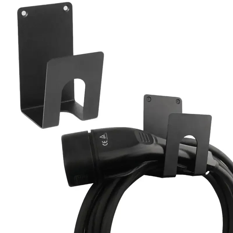 EV Charger Holder, Wall-Mounted Bracket Set, Compatible with SAE J1772 Connector & J-Hook