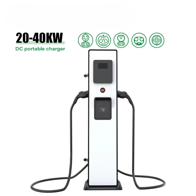 Customized Commercial DC EV Charger Station, 20/30kW Two Cable EVSE Fast Charging Pile for Hotel Private Parking Service