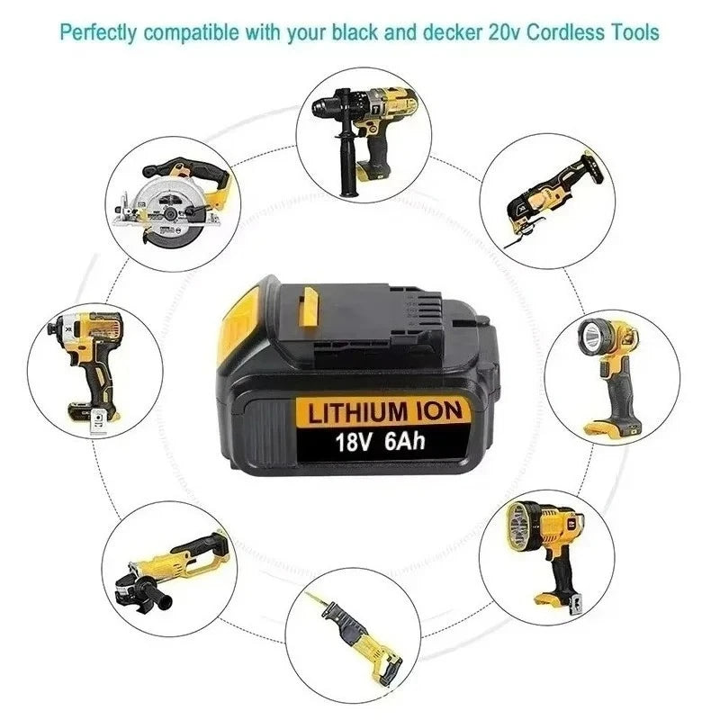 18V 6.0Ah/10.0Ah DCB200 MAX Lithium Battery 18650 for Dewalt DCB606 DCB209 DCB182 DCB205 DCB206 Power Tool Rechargeable Battery