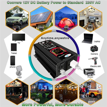 6000W Car Inverter 12V to 110V 220V Modified Sine Wave Power Supply Converter Adapter Voltage Transformer with Alligator clip
