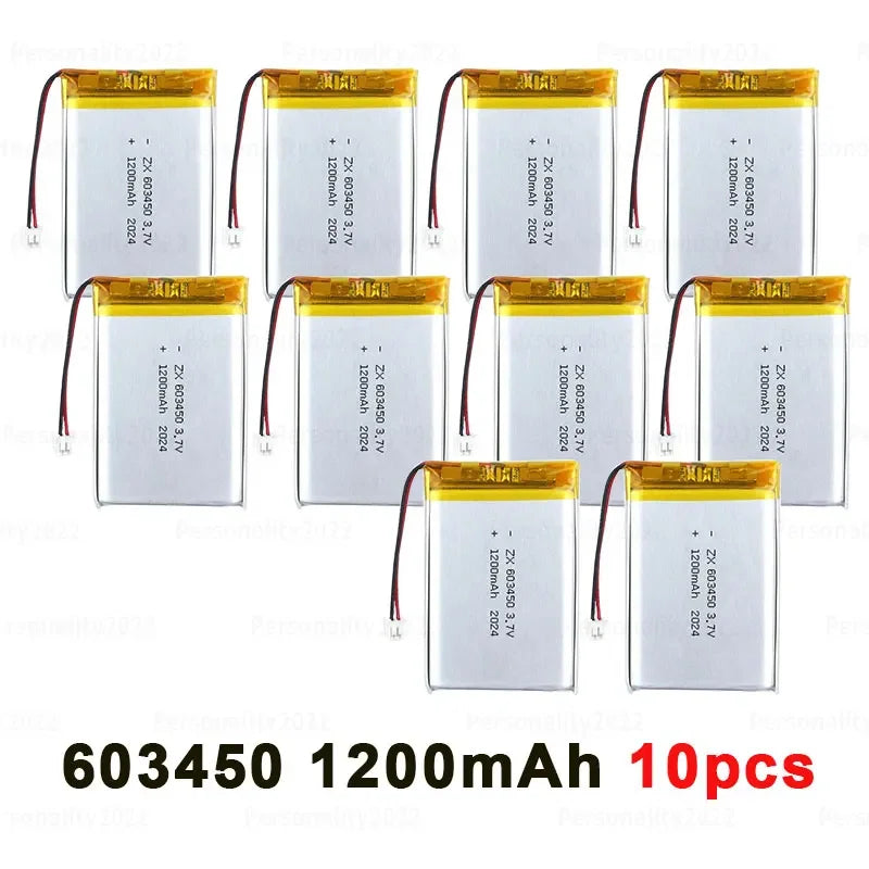 1pcs- 10pcs 3.7V 063450 Li Ion Polymoer Battery 603450 1200mAh Lipo Lithium Batteries  for Bluetooth Headset MP3/mp4 Speaker