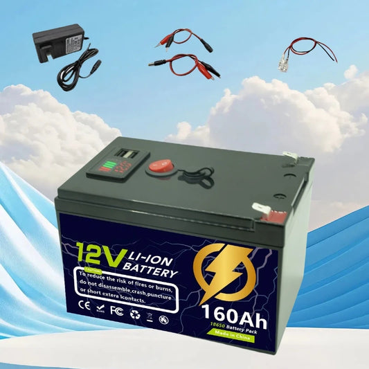 12.6V 160Ah 180Ah 200Ah Large Capacity Lithium Battery for Solar Panel Fishfinder Drive Wheel Lighting Rechargeable Batteries