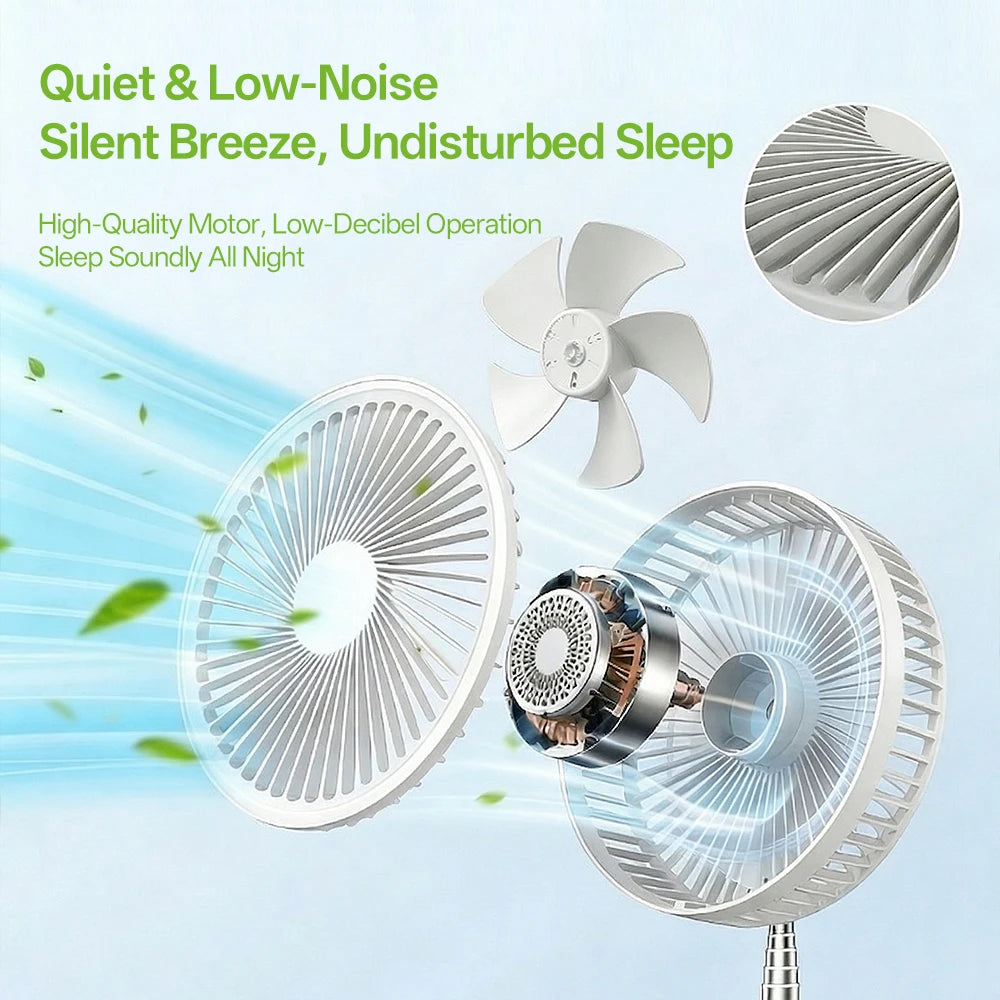 Portable Foldable Rechargeable Fan Operated USB C Small Fan With Remote Quiet Table Desk Fan Folding Standing Pedestal Fan Room