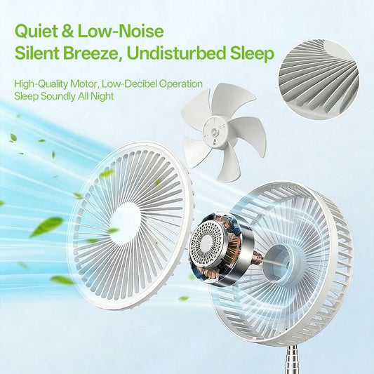 Portable Foldable Rechargeable Fan Operated USB C Small Fan With Remote Quiet Table Desk Fan Folding Standing Pedestal Fan Room