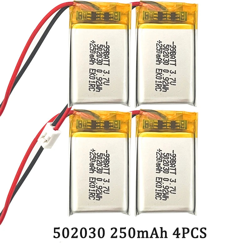 Lithium Polymer Battery 502030 3.7V 250mAh Rechargeable LiPo Cell for Toys LED Light Bluetooth Earphone For Smart Watch