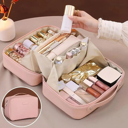 PU Flame Makeup Bag, Beauty Makeup Storage Bag, Double Zipper Makeup Brush Bag, Business Travel Toiletries Sorting Bag