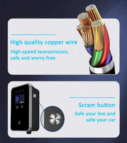 EV Charging Station IEC62196 J1772 Electric Vehicle Charger EVSE Wallbox Wallmount 7KW 22KW Type2 Type1 GBT Cable APP Cards
