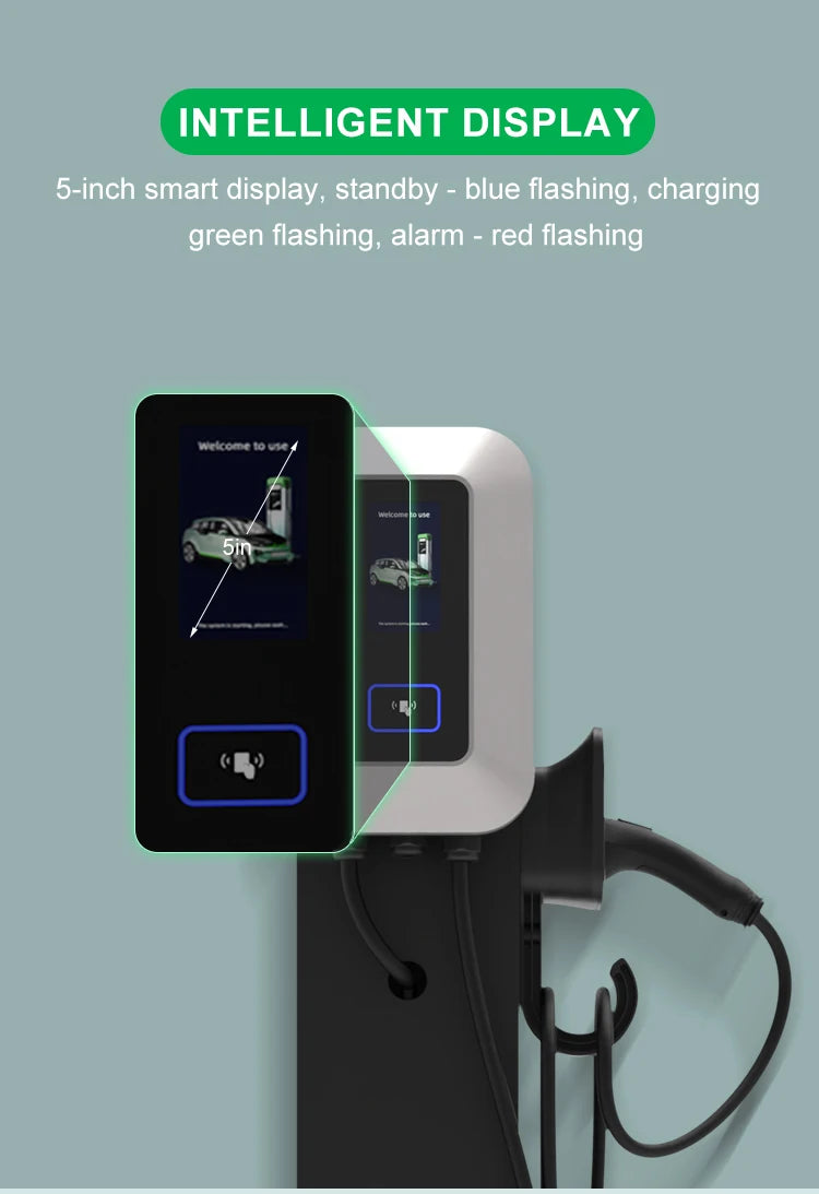 32A EV Charging Station 22KW 3Phase Electric Vehicle Charger Type2 EVSE Wallbox IEC62196-2 EV Charge Type 2 with 5M Cable