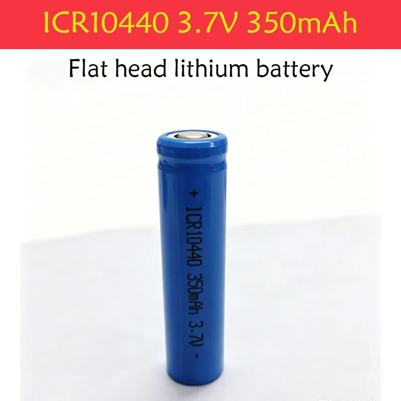 3.7V 350mAh ICR10440 Lithium Ion Battery - Button Top, Reusable & Long-Lasting for Flashlights, Headlamps， Pen Light