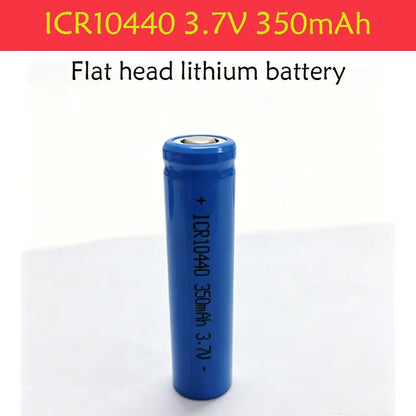 3.7V 350mAh ICR10440 Lithium Ion Battery - Button Top, Reusable & Long-Lasting for Flashlights, Headlamps， Pen Light