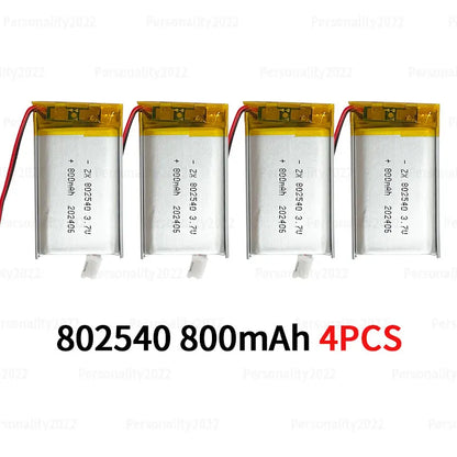Lithium Battery Li Polymer Batteries 800mAh 3.7V 802540 Lipo 082540 for Flashlight Remote Controller Handheld Fans 1pcs-10PCS