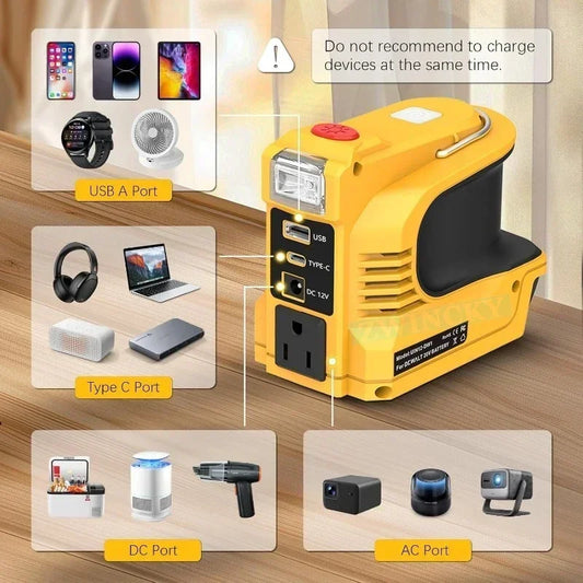 200W Battery Inverter Adapter For Makita/Bosch/Dewalt/Milwaukee 18V Li-ion Batteries Outdoor Power Bank AC 120-220V