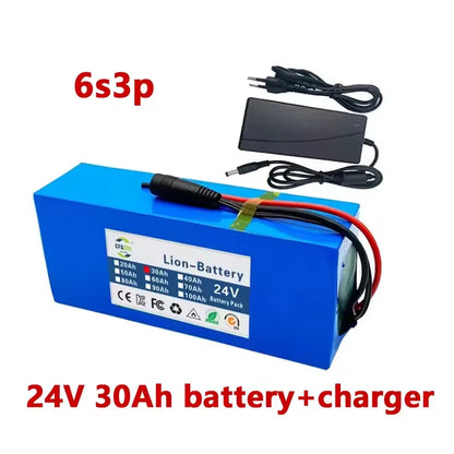Battery Lithium pack 6s3p 24V 20Ah 30Ah 50Ah 18650 25.2v 20000/30000mAh Batterie Lithium-ion Avec Charger