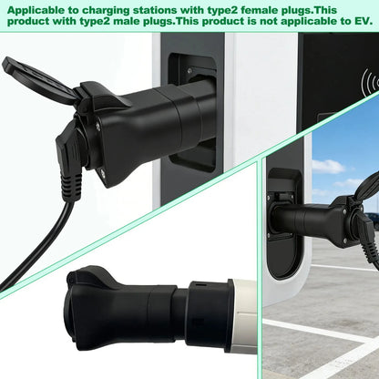 Portable EV Charging Adapter 220V Type 2 Male Plug to Schuko Socket Converter for IEC 62196-2 Charging Stations Electric Scooter