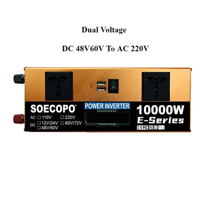 10000W Power Inverter 12V24V/48V/60V/60V72V 220V Run Refrigerator/Washing Machine with 2 AC Outlets for Solar System, Workshops