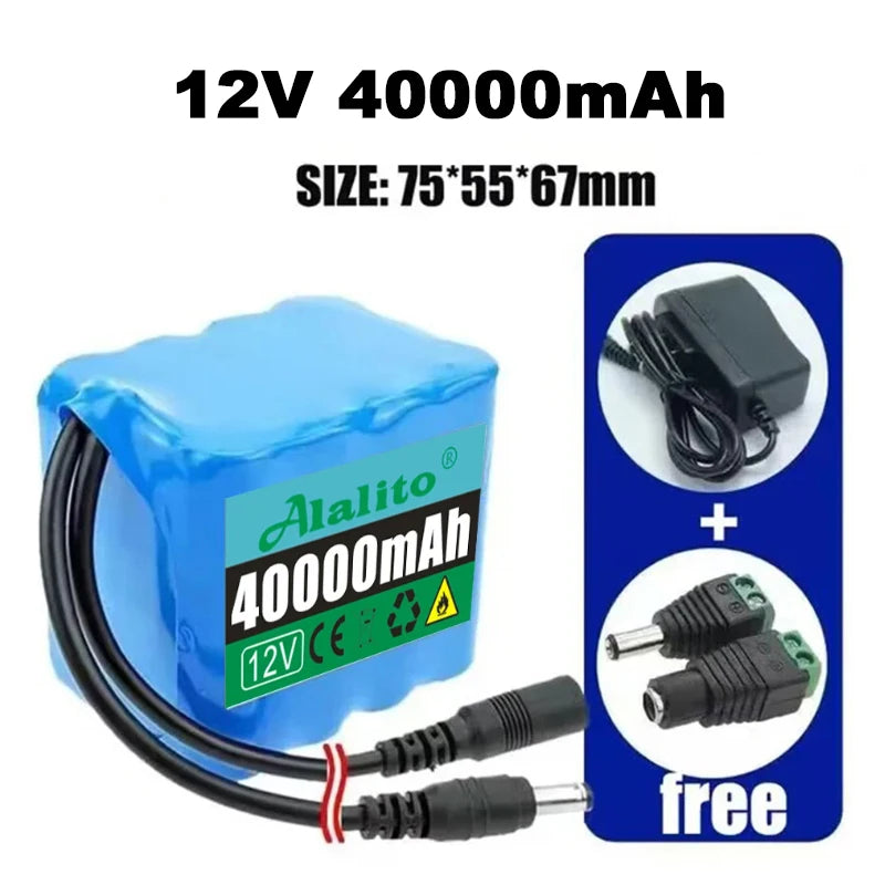 NEW 12V 3S4P 40000mah battery 18650 Li-ion 50Ah Rechargeable batteries with BMS Lithium Battery packs Protection Board +Charger