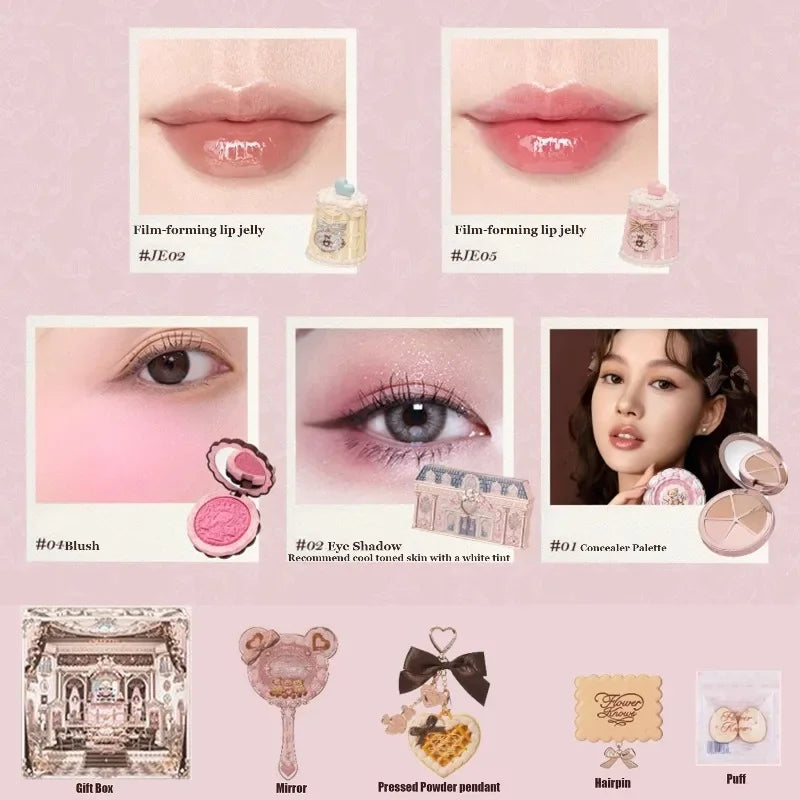 THE SWEETIE BEAR COLLECTION Makeup Gift Set All In Shimmer Eye Shadow Palette Blush Powder Lip Jelly Gift Box