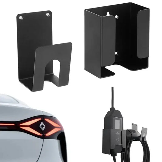 EV Charger Holder, Wall-Mounted Bracket Set, Compatible with SAE J1772 Connector & J-Hook
