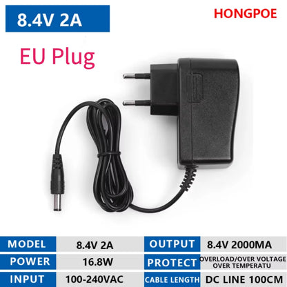 DC 4.2V 7.2V 8.4V 12.6V 13.8V 16.8V 1A 2A 18650 Lithium Battery Charger 12.6V 2A Power Supply Adapter AC 100V-240V 5.5mm X 2.1mm